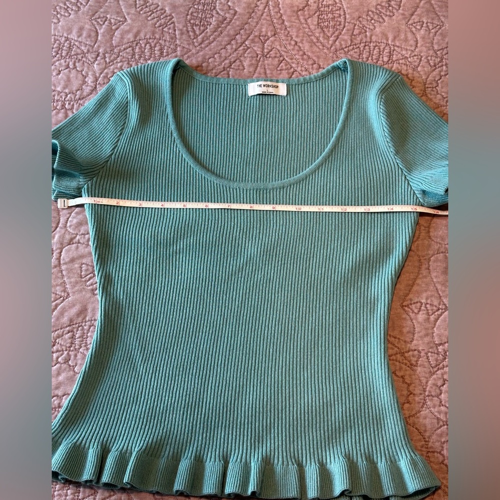 Workshop Republic Clothing Aqua Ruffle Sleeve Top - Picture 4 of 10